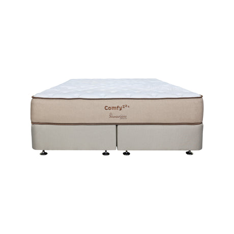 Beige and white mattress with 'Comfyzzz' branding on a white background
